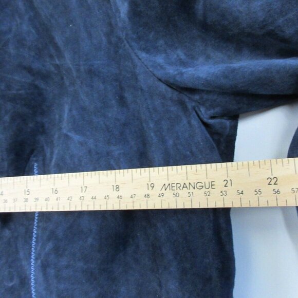 Willi Smith Collared Suede Shacket Womens XL Blue Leather Shirt y2k Jacket 684 - Picture 11 of 12